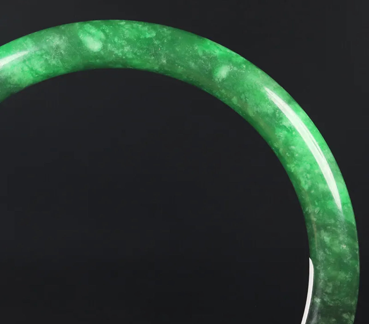 VINTAGE Medium Jadeite Green Jade Bangle from Burma - Size 59mm Round Princess Thin Cut F831 - JazzyJewelbyAmina