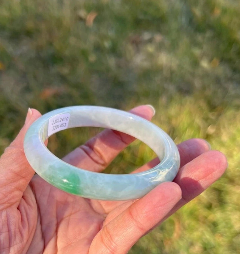 VINTAGE GIA Certified Green/Lavender Jade Bangle Size 56 mm J453 - JazzyJewelbyAmina