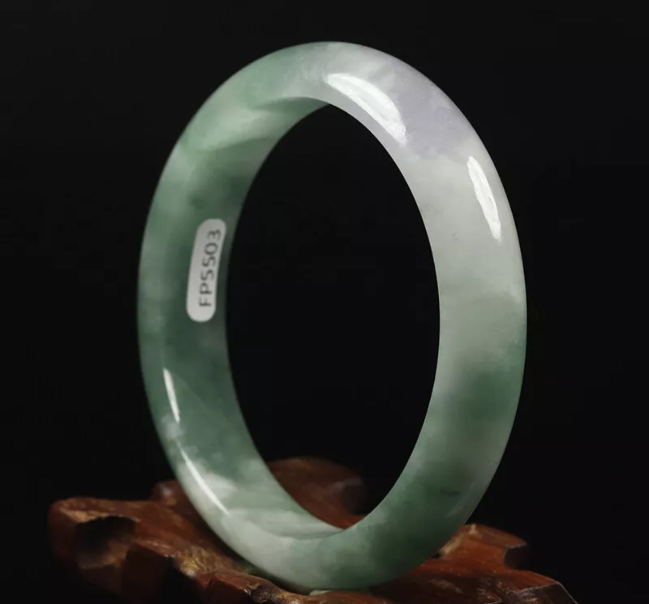 VINTAGE Medium Jadeite Green/White Jade Bangle Size 59mm O1059 - JazzyJewelbyAmina