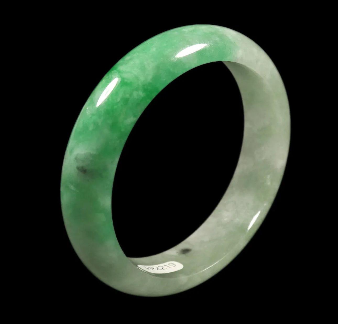 VINTAGE Medium Jadeite Green/White Jade Bangle Size 57mm N491 - JazzyJewelbyAmina