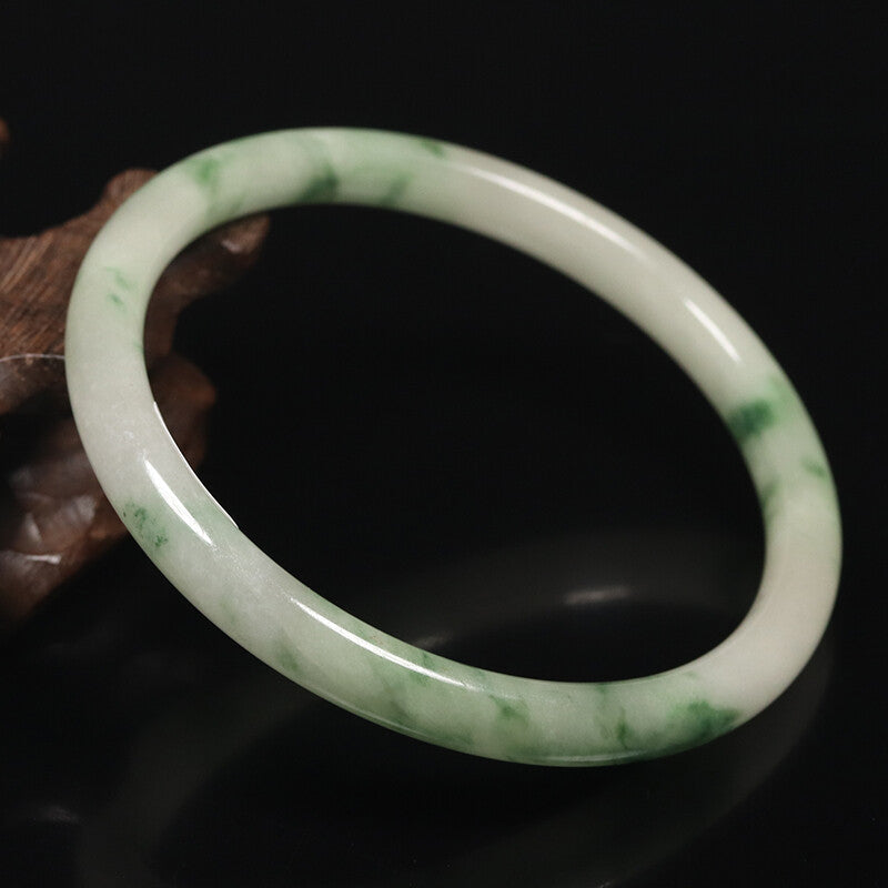 VINTAGE Medium Jadeite Green Jade Bangle Size 59 MM Round Princess Cut G103 - JazzyJewelbyAmina