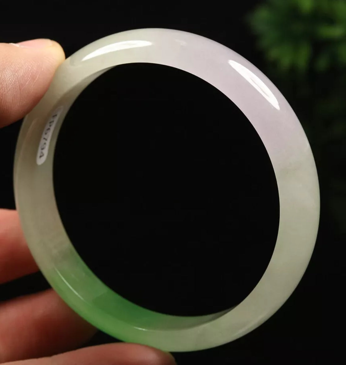 VINTAGE Large Icy Jadeite Green/Lavender Jade Bangle Size 60 mm U641