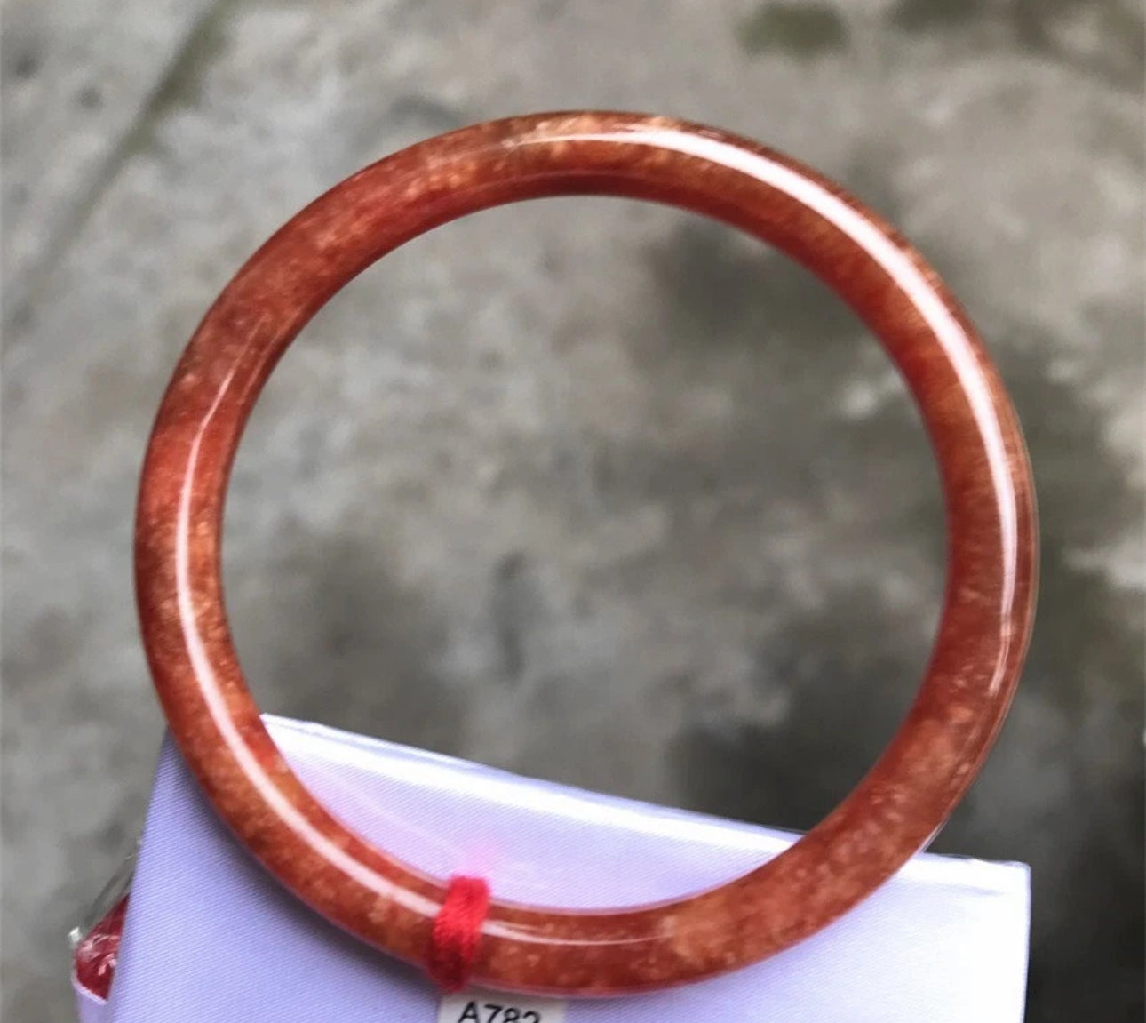 VINTAGE Large Jadeite Red Jade Bangle Size 60mm Round Princess Cut U782