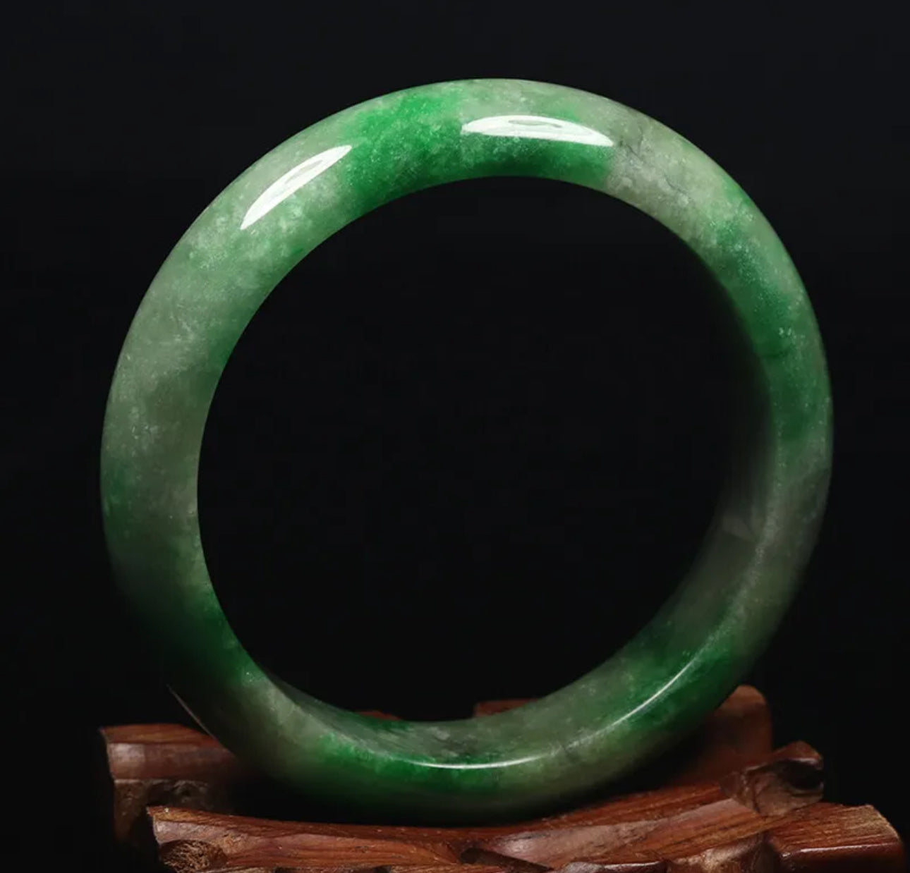 VINTAGE Medium Jadeite Green Jade Bangle from Burma - Size 58.5mm M731 - JazzyJewelbyAmina