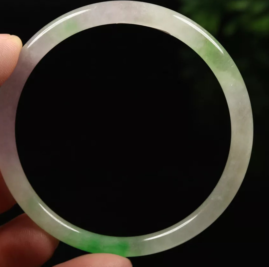 VINTAGE Medium Jadeite Green/Lavender Jade Bangle Round Princess Cut Size 58mm Fine Unique Jade Piece N067 - JazzyJewelbyAmina