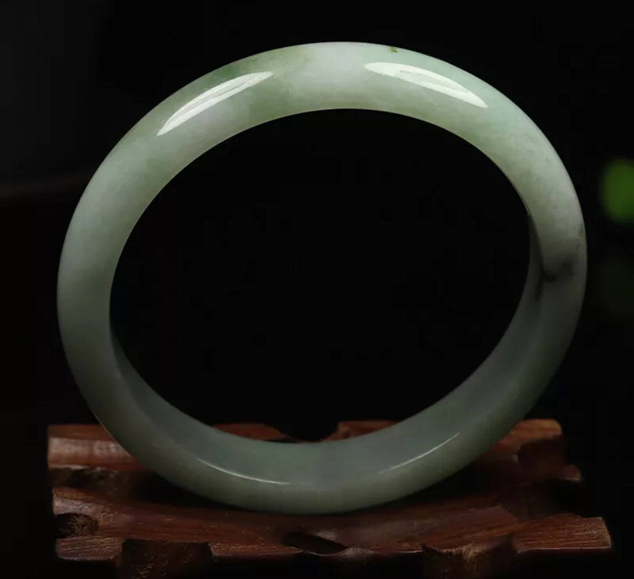 VINTAGE X-Small Jadeite Green Jade Bangle Certified Size 53.5 mm J229 (Oval Jade) - JazzyJewelbyAmina