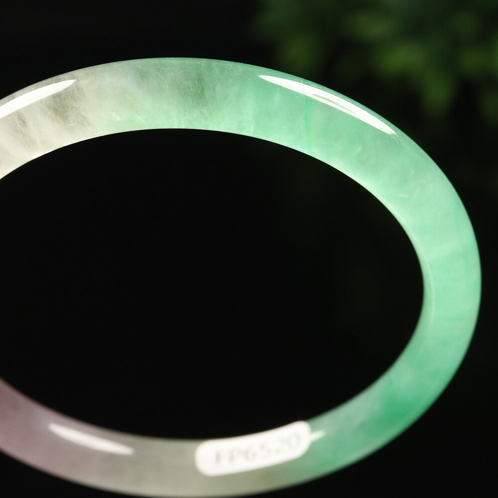 VINTAGE Small Jadeite Green/Lavender Jade Bangle Size 56 MM Round Princess Cut G093 - JazzyJewelbyAmina