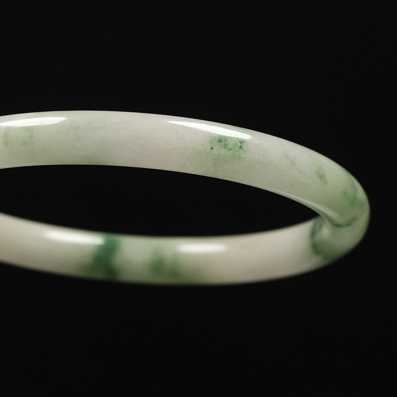 VINTAGE Medium Jadeite Green Jade Bangle Size 59 MM Round Princess Cut G103 - JazzyJewelbyAmina
