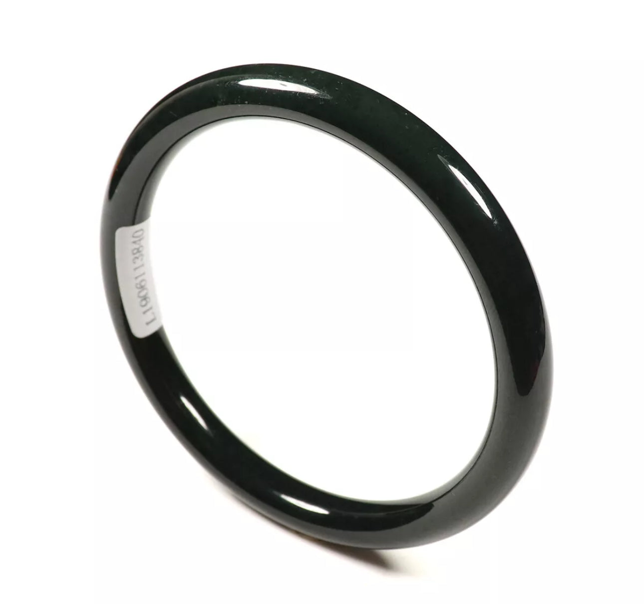 VINTAGE Large Jadeite Hetian Black Jade Bangle Thin Size 63mm - Certified Grade A Jade G840 - JazzyJewelbyAmina
