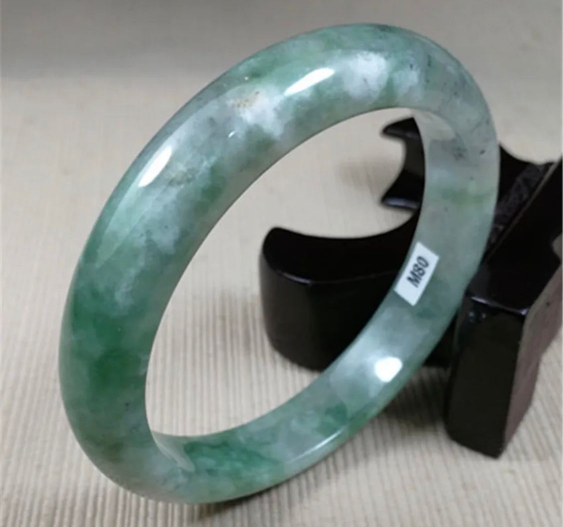 VINTAGE Large Jadeite Green Jade Bangle Size 62mm S80 - JazzyJewelbyAmina