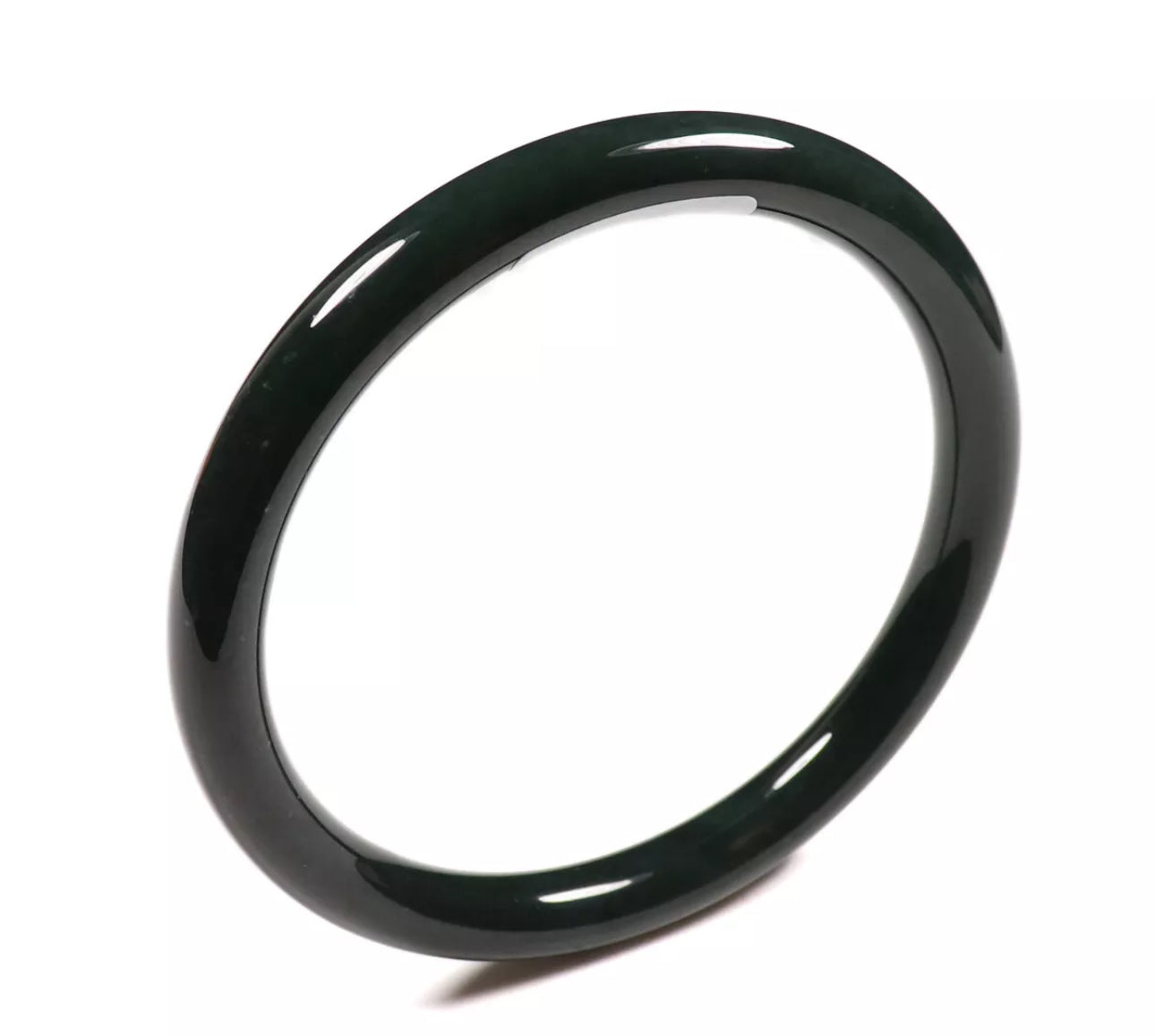 VINTAGE Large Jadeite Green Black Hetian Nephrite Jade Certified Size 61 mm F771 - JazzyJewelbyAmina