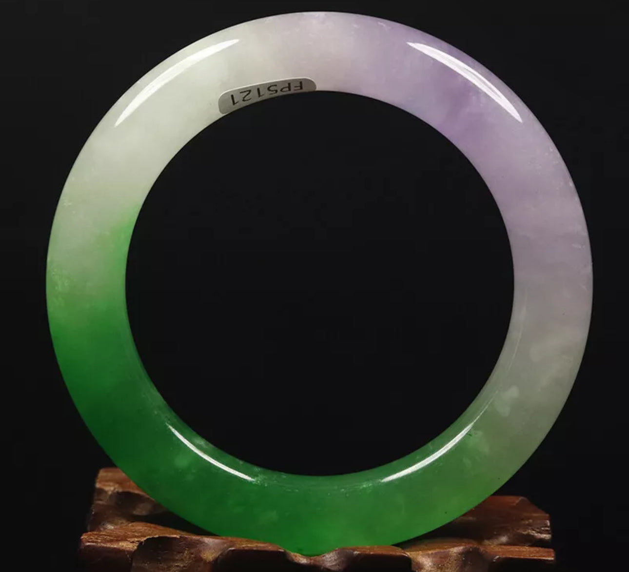 VINTAGE Medium Jadeite Green Lavender Jade Bangle Round Princess Chunky Cut Size 58mm Y295 - JazzyJewelbyAmina