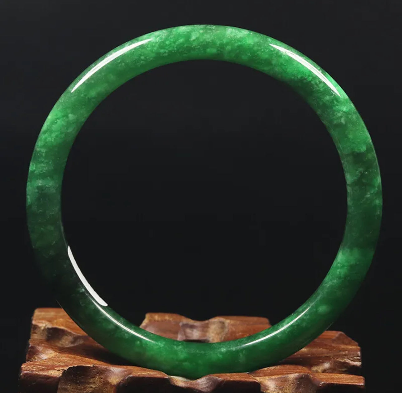 VINTAGE Medium Jadeite Green Jade Bangle from Burma - Size 59mm Round Princess Thin Cut F831 - JazzyJewelbyAmina