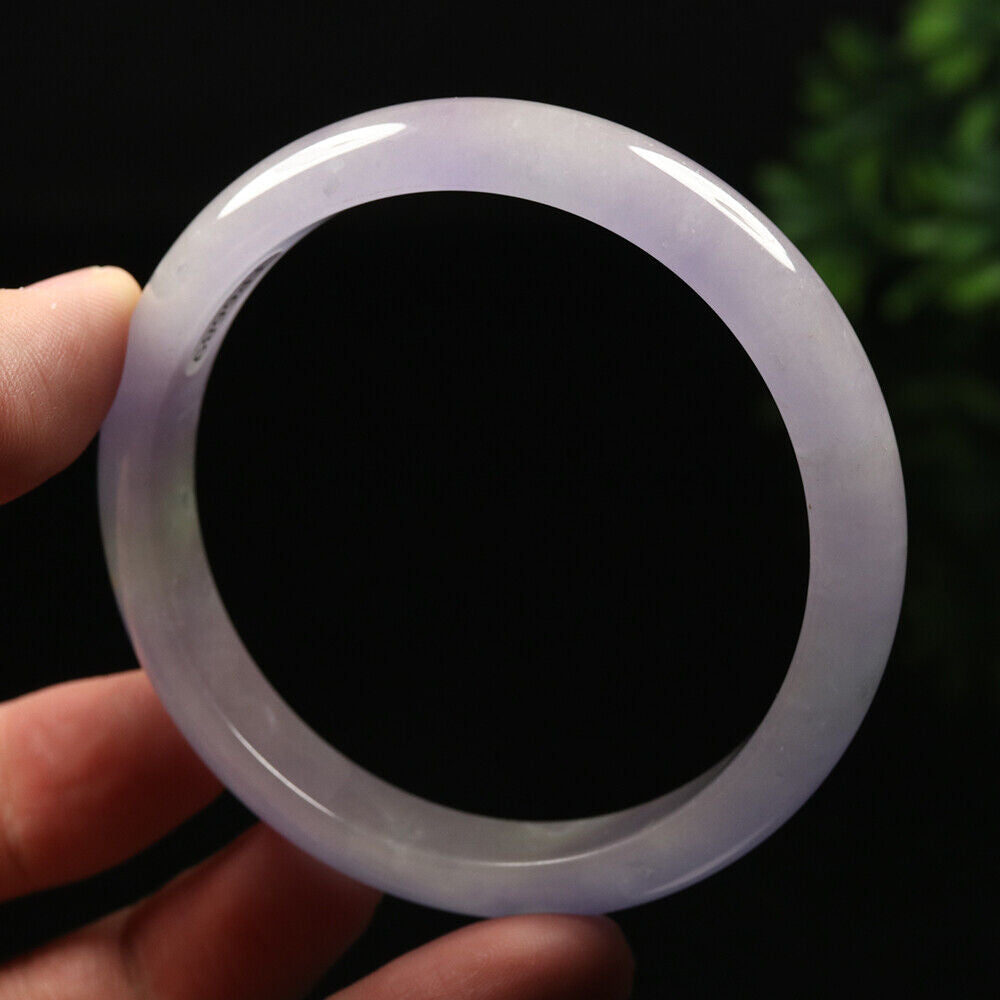 VINTAGE Large Jadeite Lavender Jade Bangle Size 62 mm Hint of Green Jade M431 - JazzyJewelbyAmina