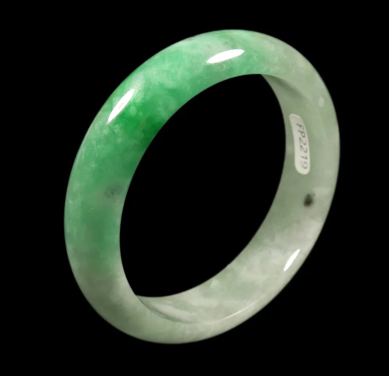 VINTAGE Medium Jadeite Green/White Jade Bangle Size 57mm N491 - JazzyJewelbyAmina