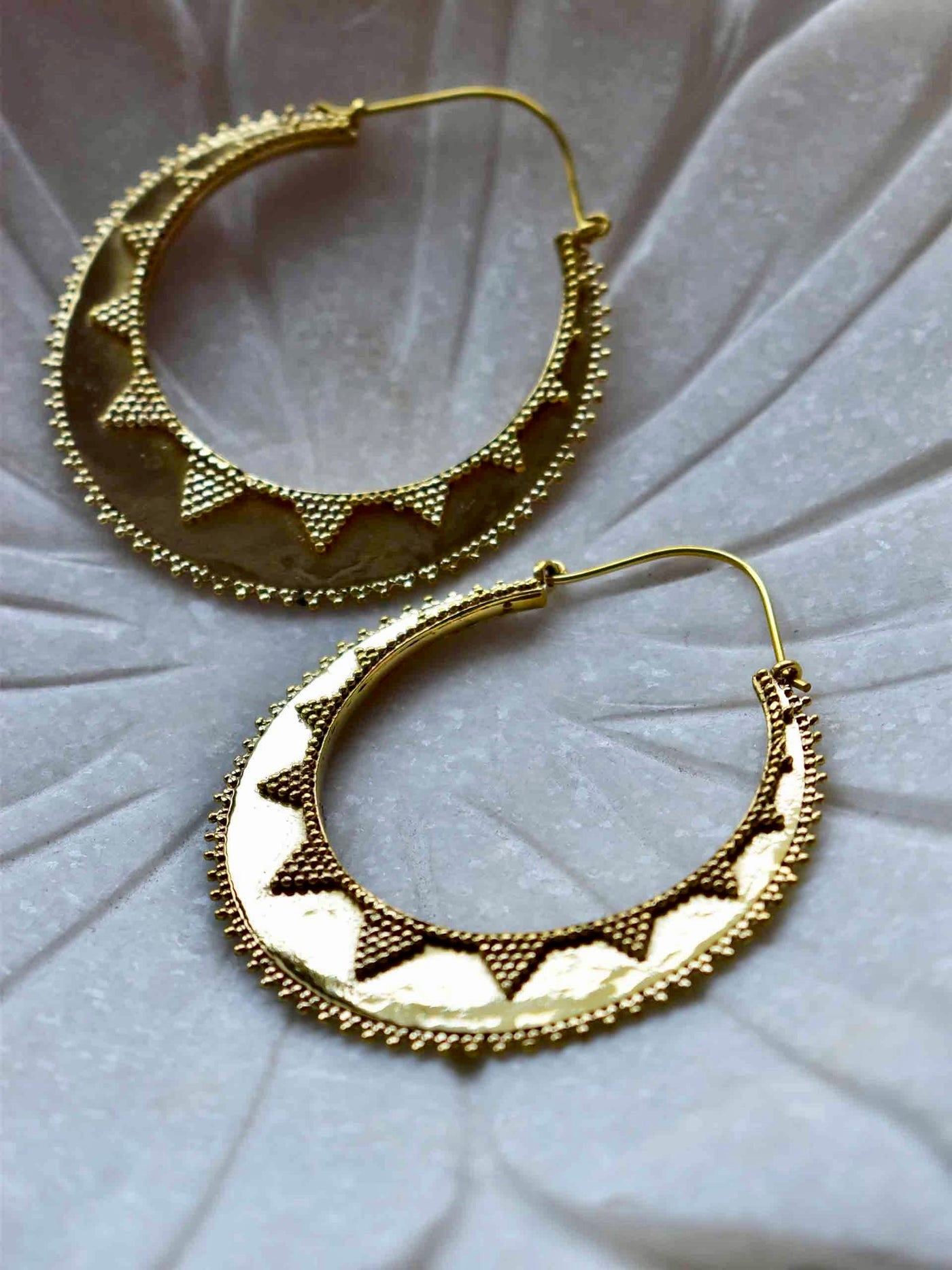 Handmade BOHO Brass Sun-Ray Large Round Hoops Egyptian Boho Style - JazzyJewelbyAmina
