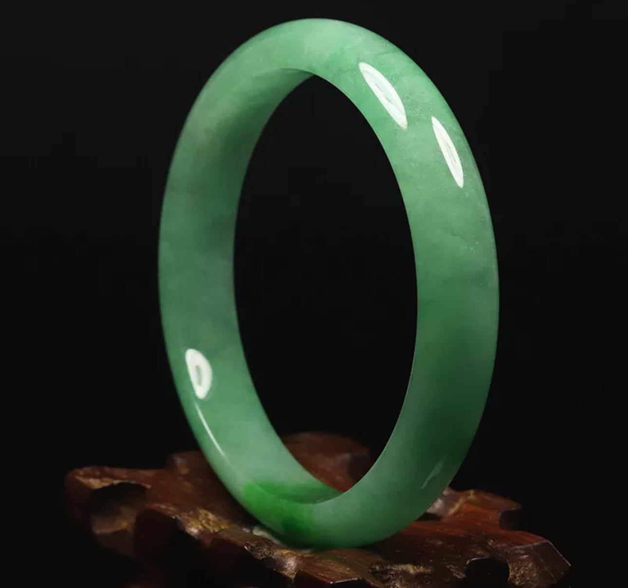VINTAGE Large Jadeite Green Jade Bangle Size 60mm A631 Pop Green! - JazzyJewelbyAmina