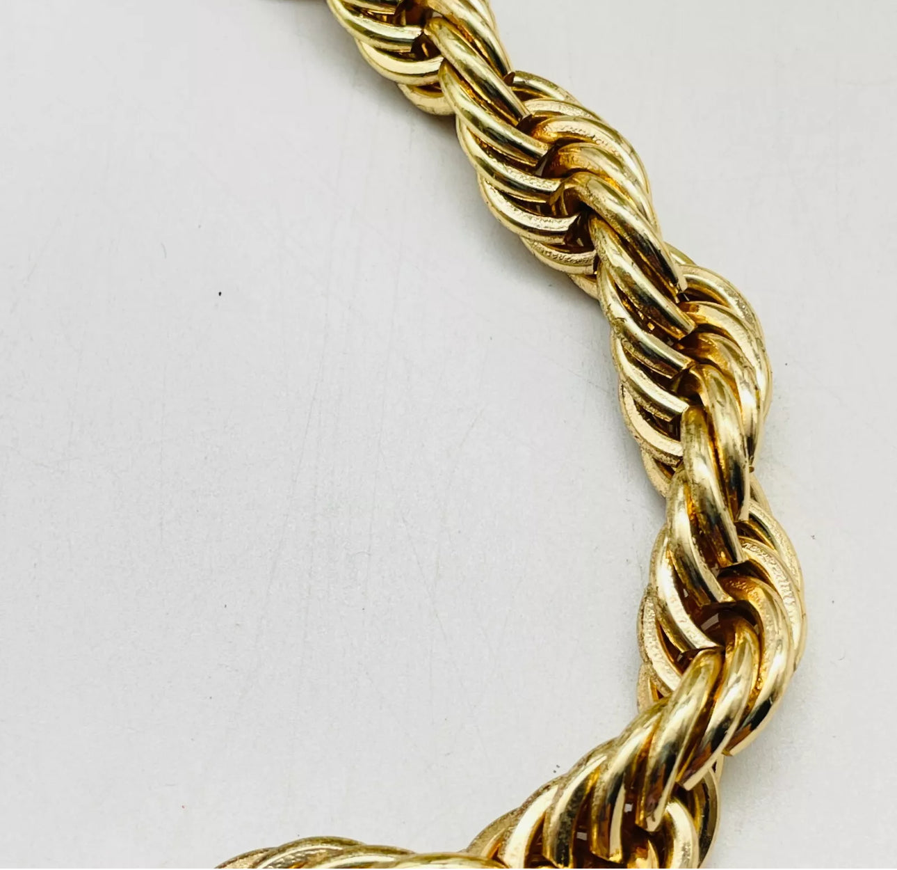 VINTAGE-Owned Thick Rope Choker Necklace GOLD TONE Chunky - JazzyJewelbyAmina