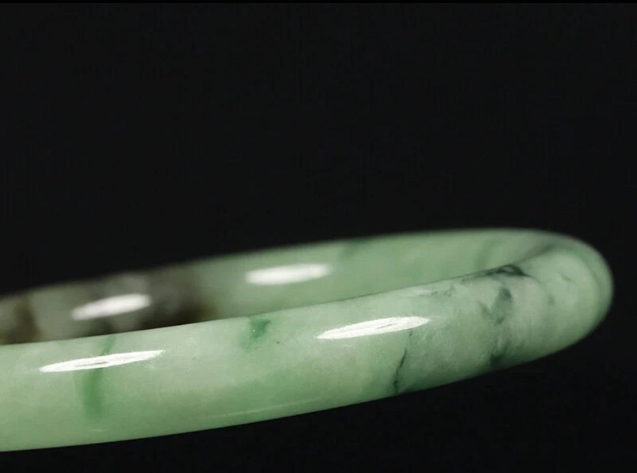 VINTAGE Medium Jadeite Green Jade Bangle Size 58 MM Round Princess Cut G271 - JazzyJewelbyAmina
