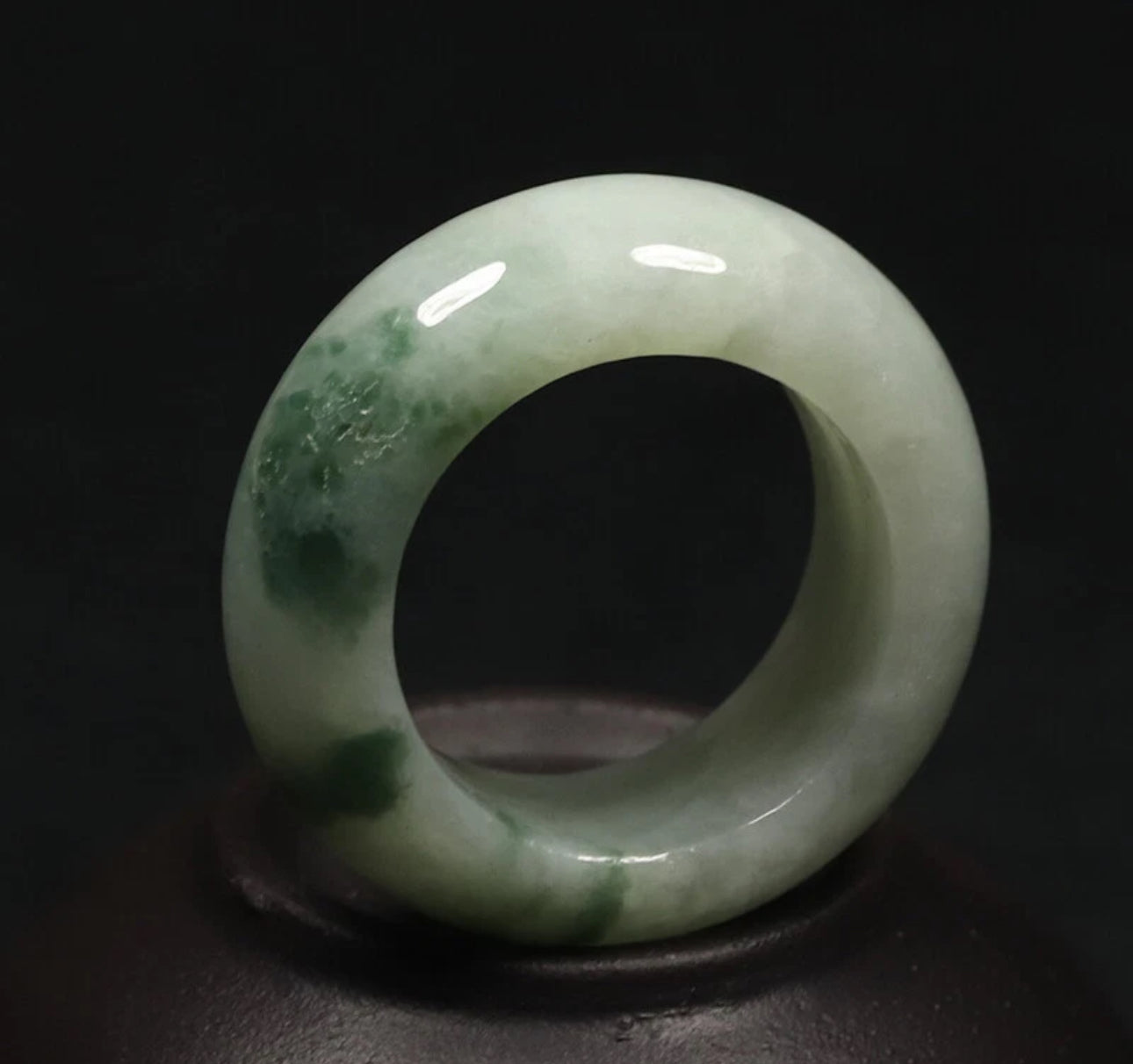 VINTAGE Owned Jadeite Green Jade Bangle Size 7.75 US Flower Jade G33 - JazzyJewelbyAmina