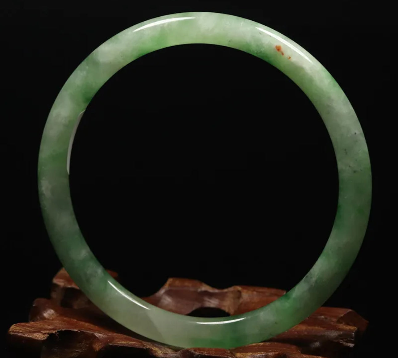 VINTAGE Medium Jadeite Green Jade Bangle Size 59mm Round Princess Thin Cut U301 - JazzyJewelbyAmina