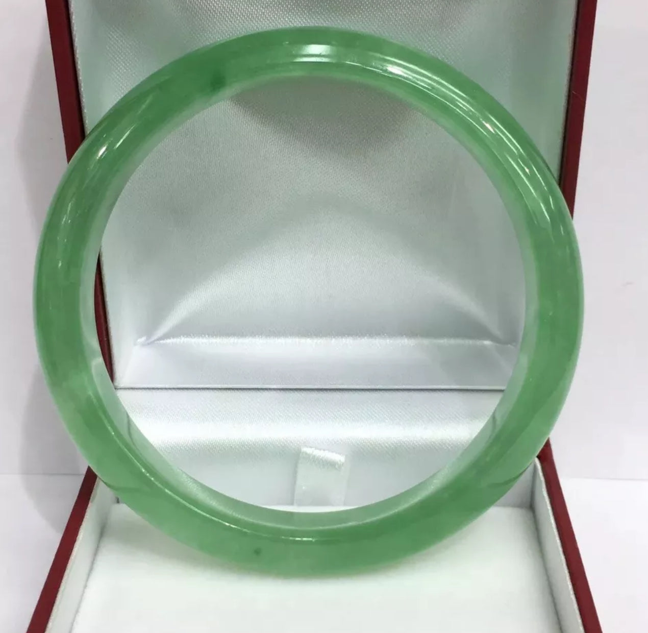 VINTAGE Large Jadeite Green Jade Bangle Size 60mm Grade A Jade G809 - JazzyJewelbyAmina
