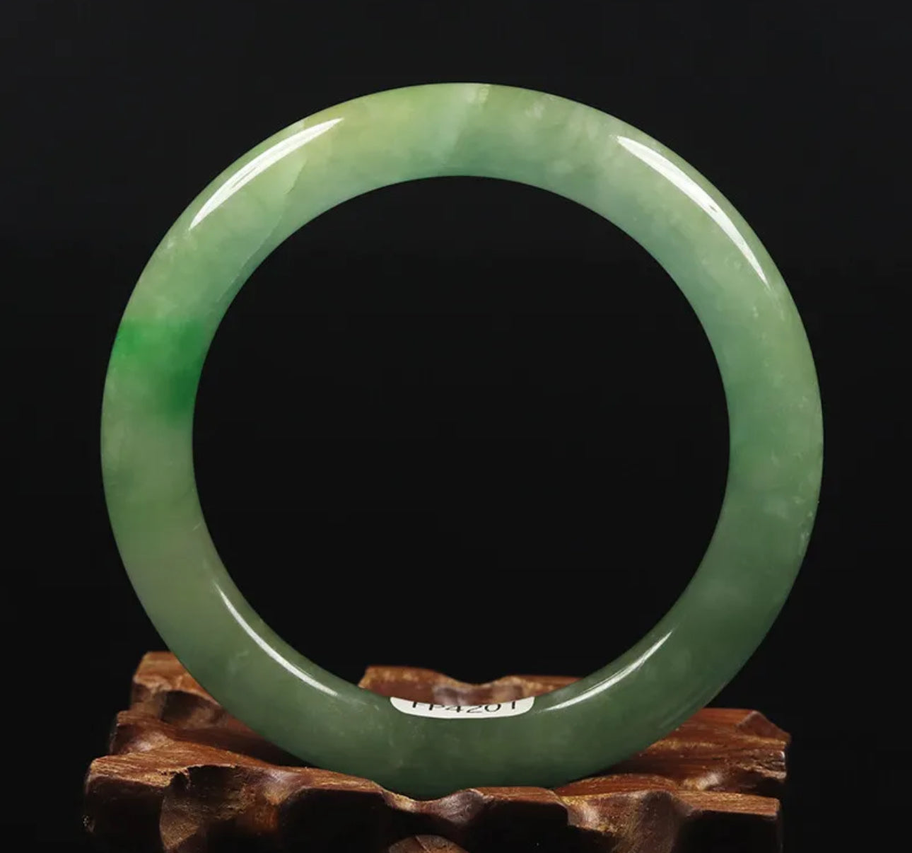 VINTAGE Small Jadeite Green Jade Bangle Size 55mm Round Princess Chunky Cut A455 - JazzyJewelbyAmina