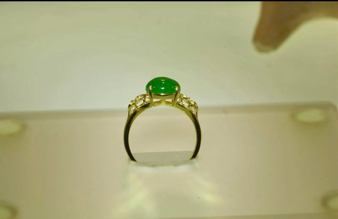 VINTAGE Hawaiian Jade Sterling Silver Plumeria Ring Size 8 US D1210 - JazzyJewelbyAmina