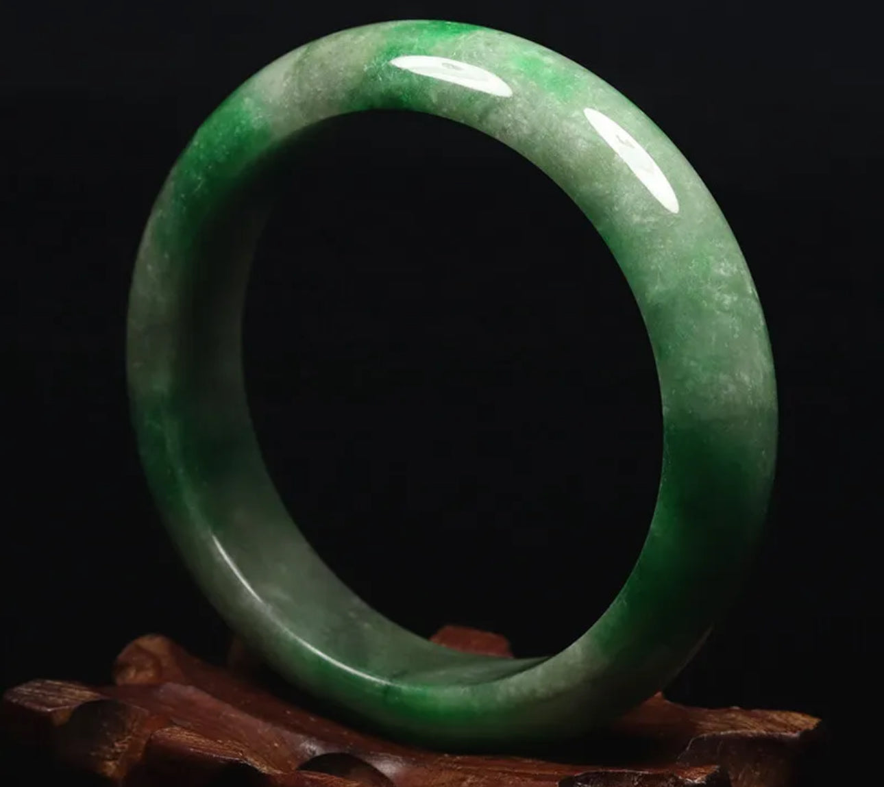 VINTAGE Medium Jadeite Green Jade Bangle from Burma - Size 58.5mm M731 - JazzyJewelbyAmina