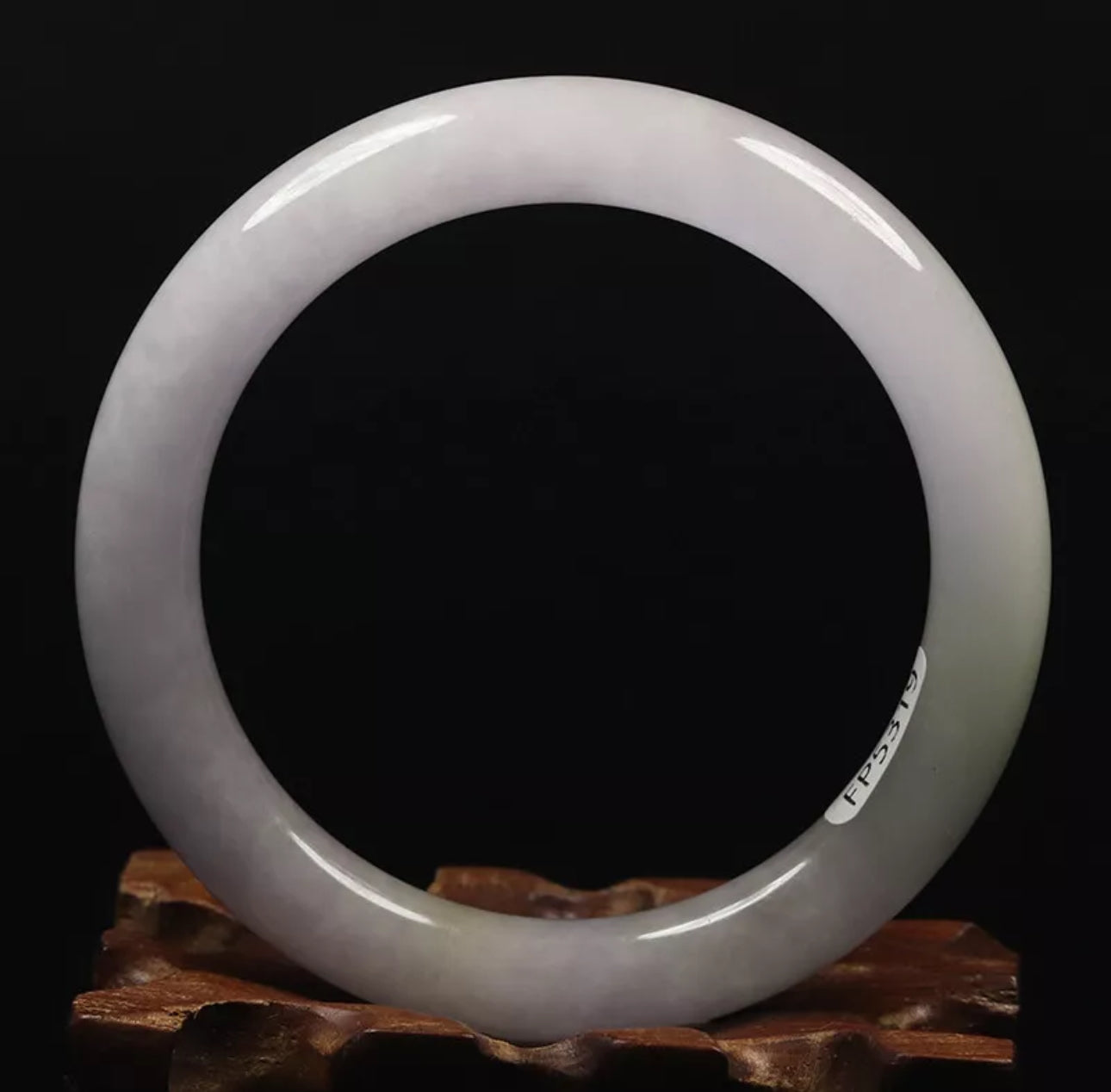 VINTAGE Small Jadeite White Lavender Jade Bangle Round Princess Chunky Cut Size 55mm U691 - JazzyJewelbyAmina