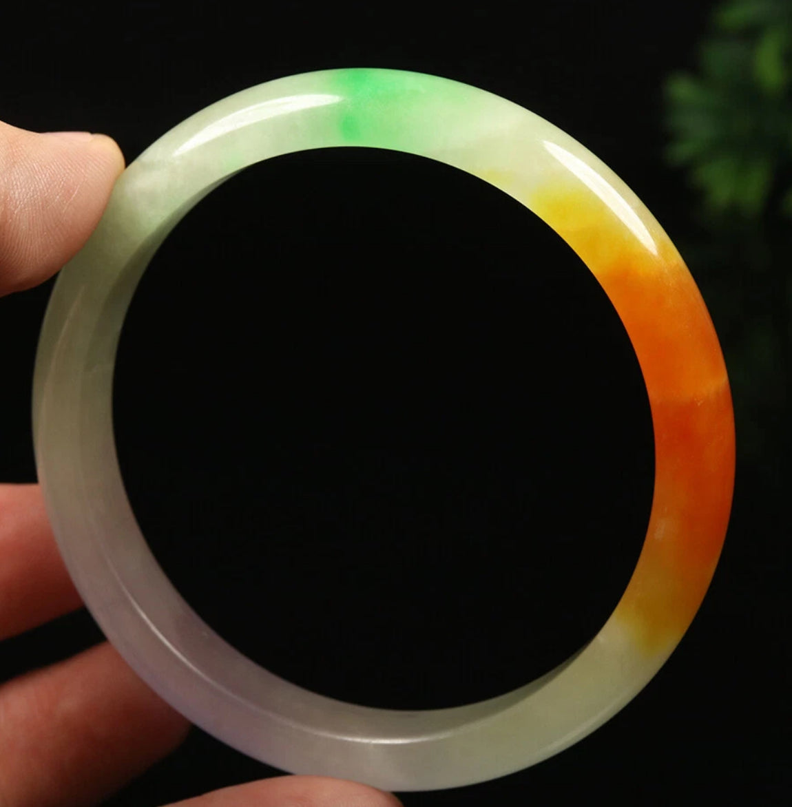 VINTAGE XL Jadeite Green/Brown/Red/Lavender Jade Bangle Size 64mm A697 - JazzyJewelbyAmina
