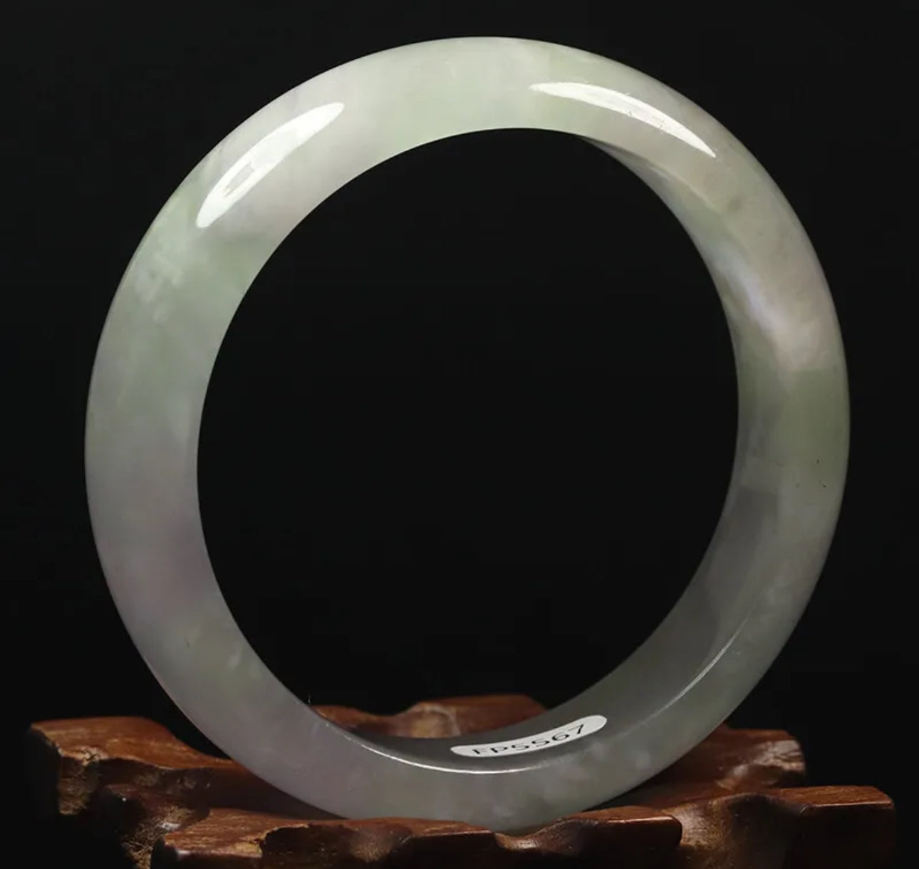 VINTAGE Medium Jadeite Green Jade Bangle White Lavender - Some Ivy - A187 - JazzyJewelbyAmina