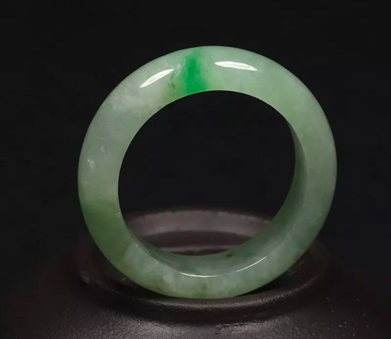 VINTAGE Medium Jadeite Green Jade Ring Certified Size 7.75 mm US R527 - JazzyJewelbyAmina
