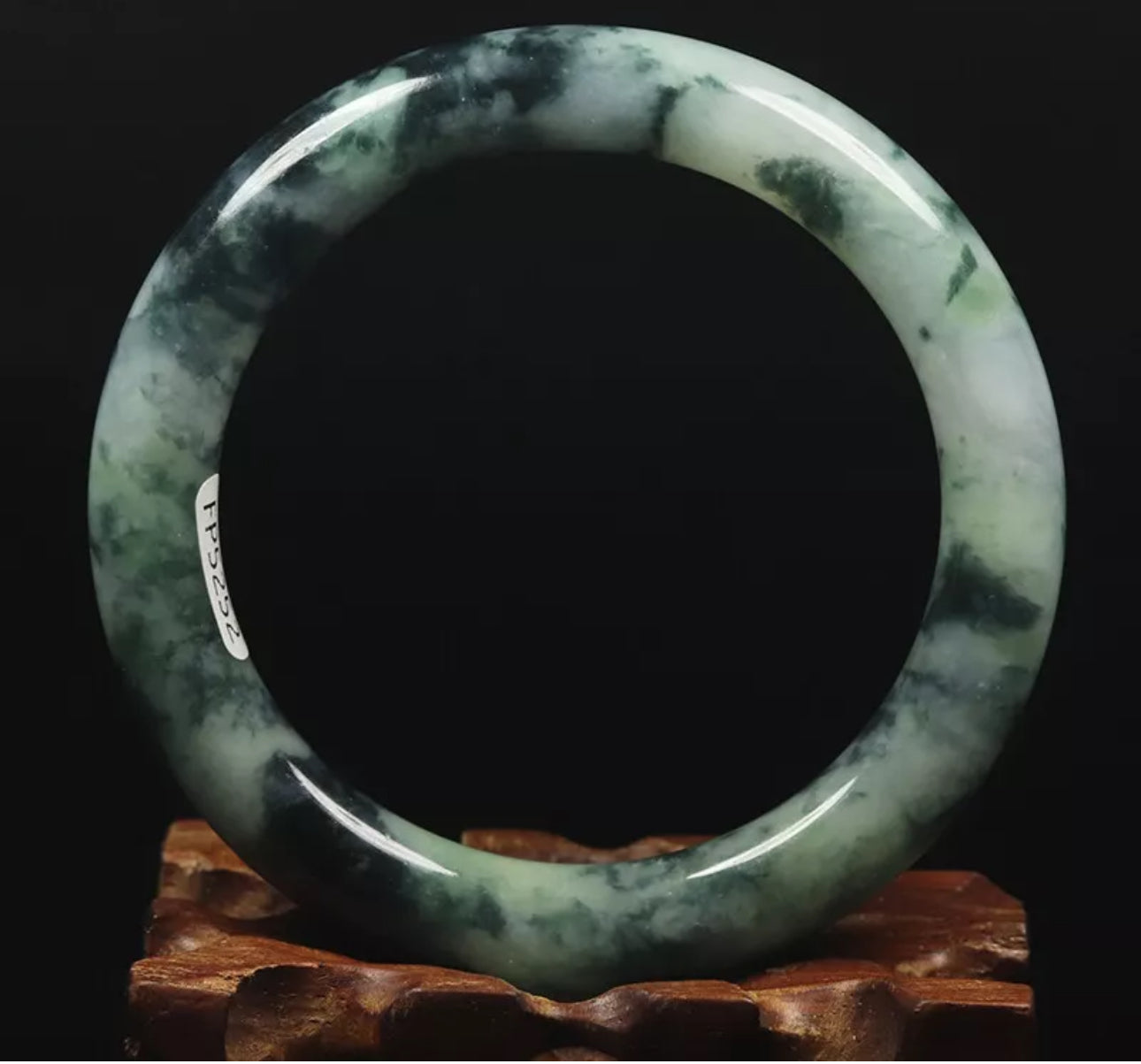 VINTAGE Medium Jadeite Green Black Jade Size 57mm S557 Round Princess Cut - JazzyJewelbyAmina