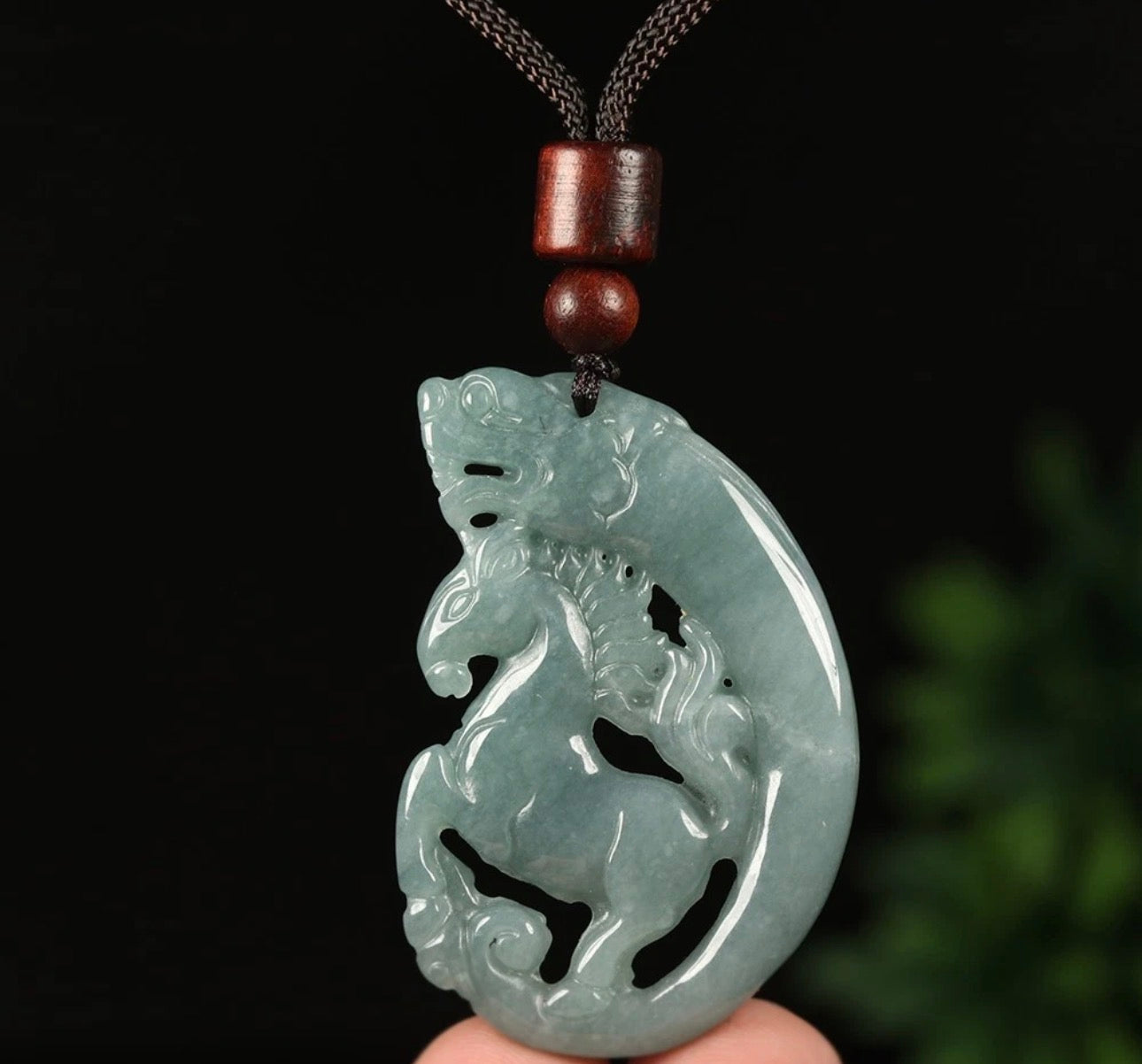 Certified Jadeite Green Jade Handcarved Horse Pendant - Moves w/ Purpose & Vitality - JazzyJewelbyAmina