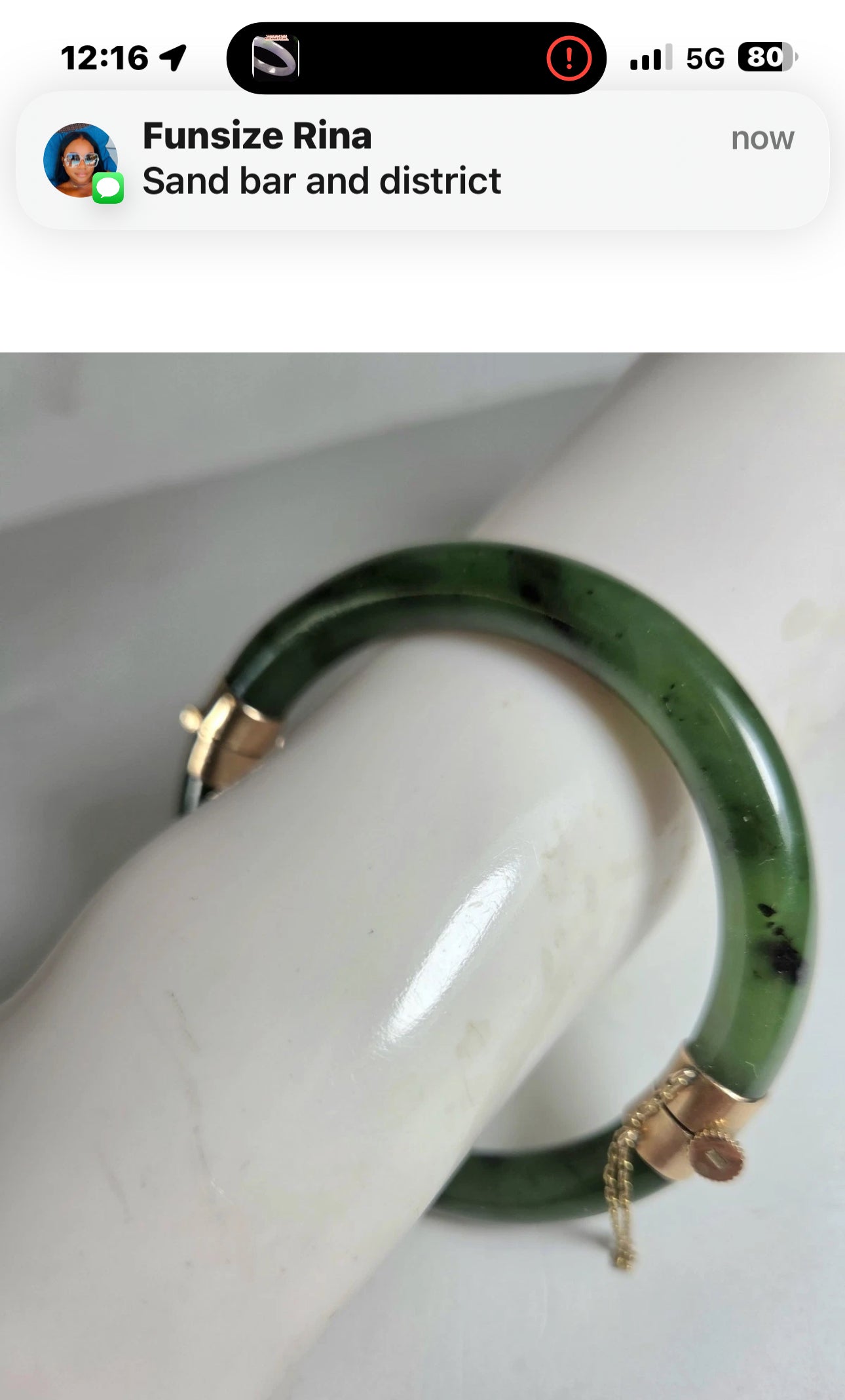 VINTAGE Owned 14K Yellow Gold Jadeite Deep Green Jade Bangle Hinged w/ Closure 7”Inner Diameter U0607 - JazzyJewelbyAmina
