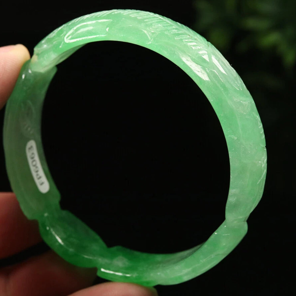 VINTAGE Large Jadeite Green Jade Handcarved Dragon Phoenix Size 60 mm - Emerald Green Jade U179