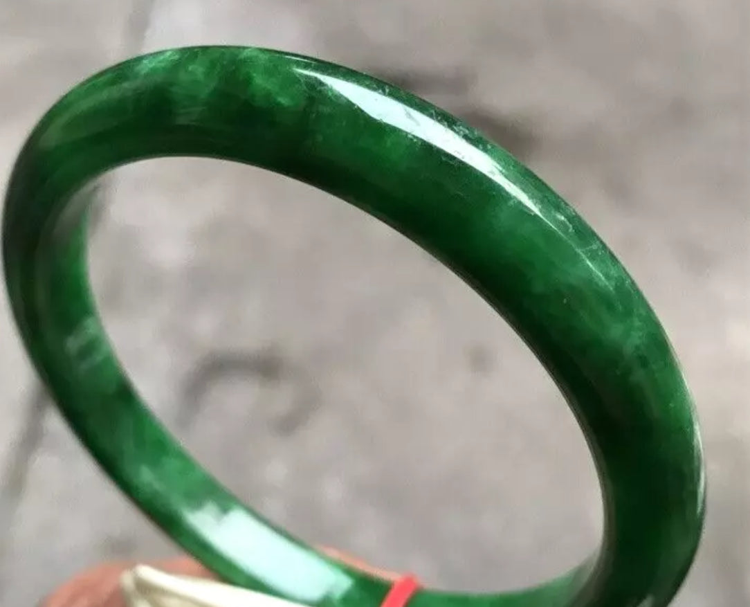 VINTAGE XL Jadeite Green Jade Bangle Size 65 mm Deep Emerald Green Jade U744