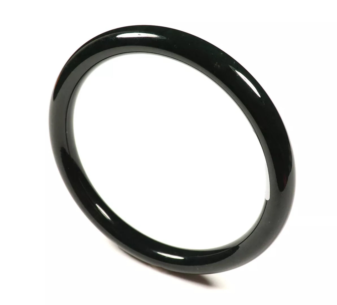 VINTAGE Large Jadeite Hetian Black Jade Bangle Thin Size 63mm - Certified Grade A Jade G840 - JazzyJewelbyAmina