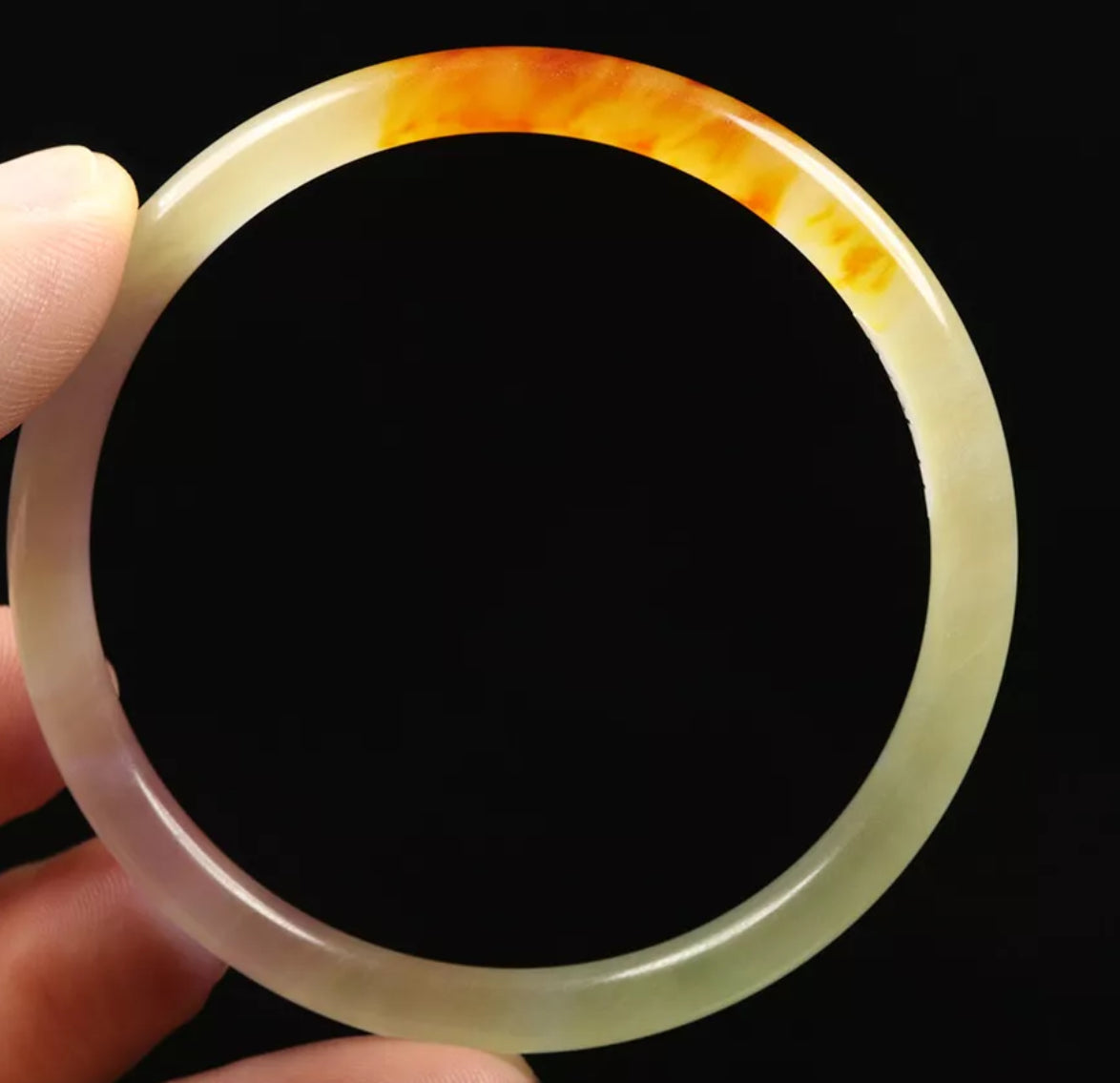 VINTAGE Medium Jadeite Pale Green/Lavender Rust/Brown Jade Bangle Size 58mm Round Princess Thin Cut L805 - JazzyJewelbyAmina