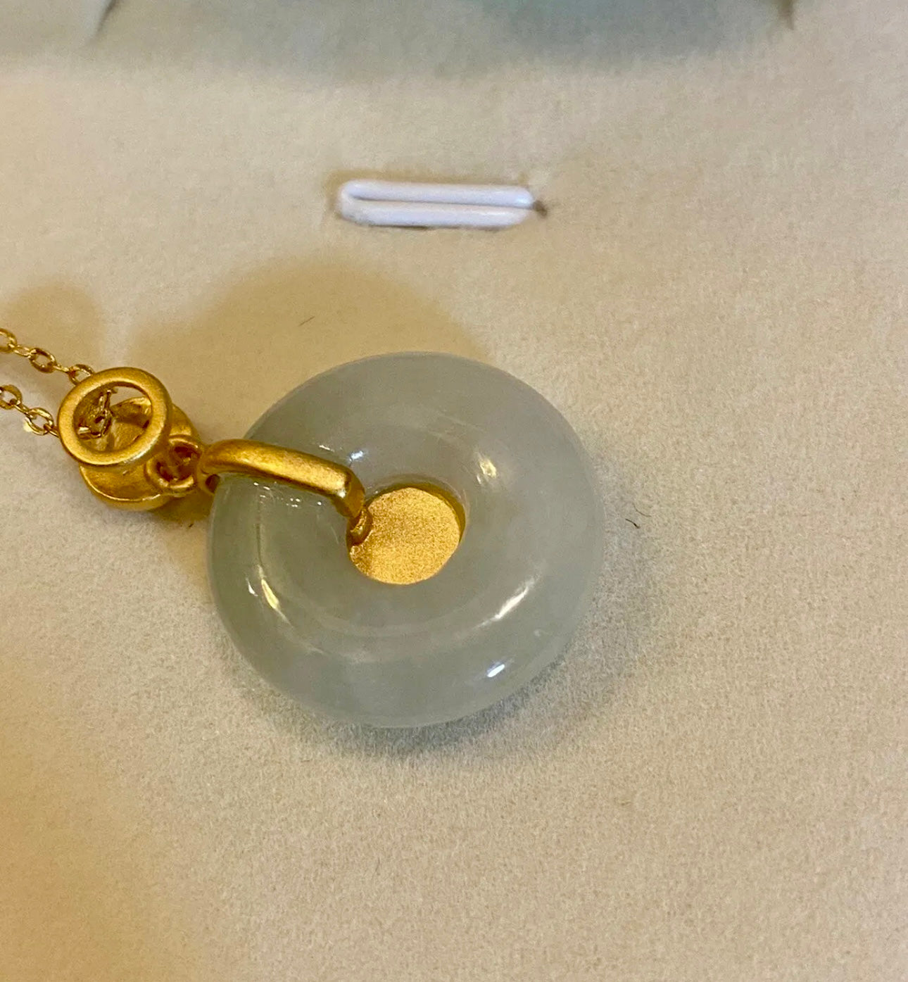 VINTAGE Jade Round Pi Pendant 18k Gold Over Sterling Silver Comes with Necklace - JazzyJewelbyAmina