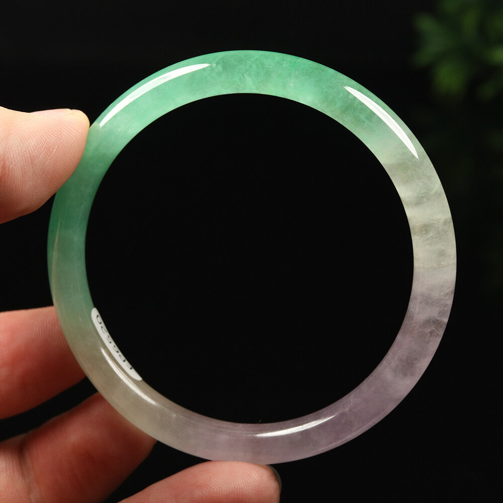 VINTAGE Small Jadeite Green/Lavender Jade Bangle Size 56 MM Round Princess Cut G093 - JazzyJewelbyAmina