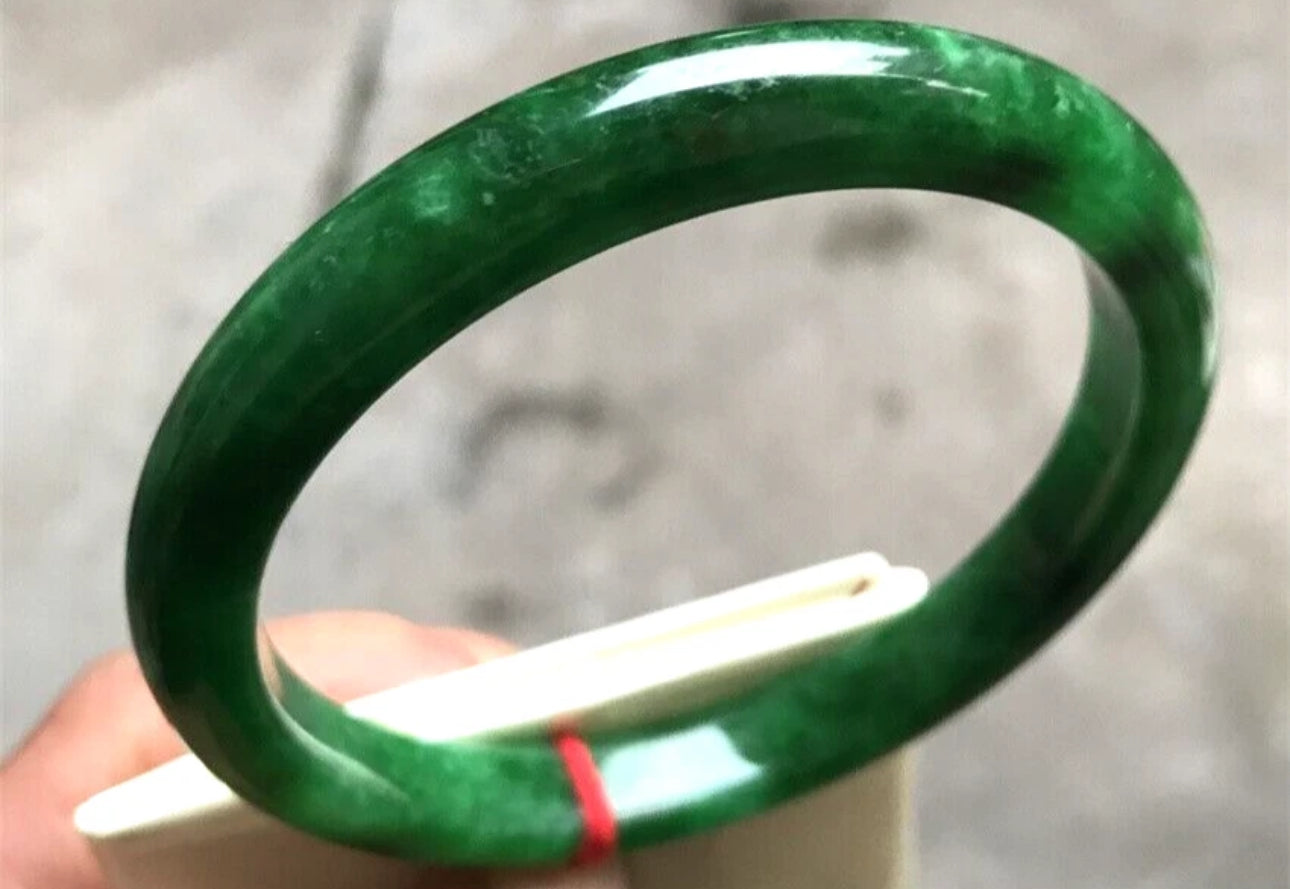 VINTAGE XL Jadeite Green Jade Bangle Size 65 mm Deep Emerald Green Jade U744