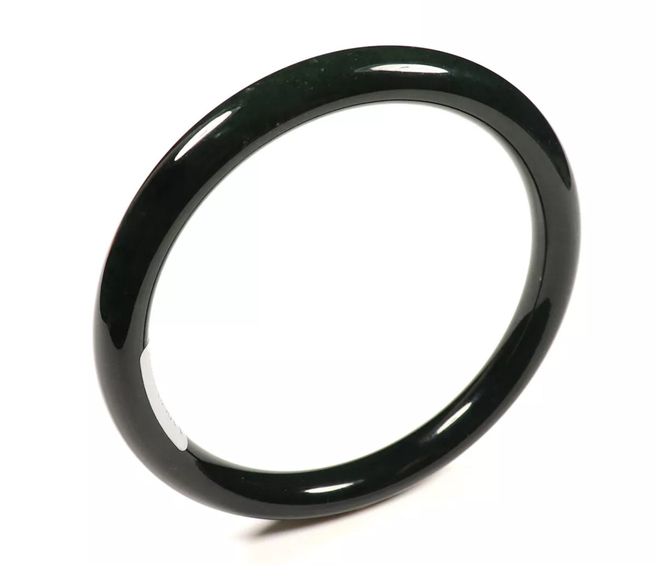 VINTAGE Large Jadeite Hetian Black Jade Bangle Thin Size 63mm - Certified Grade A Jade G840 - JazzyJewelbyAmina