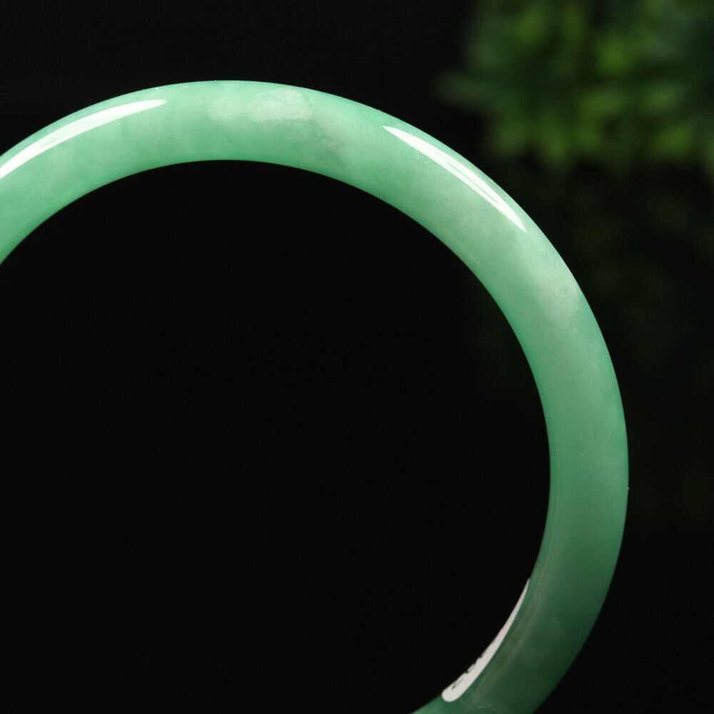VINTAGE Large Jadeite Apple Green Jade Bangle Round Princess Cut Size 60 mm M397 - JazzyJewelbyAmina