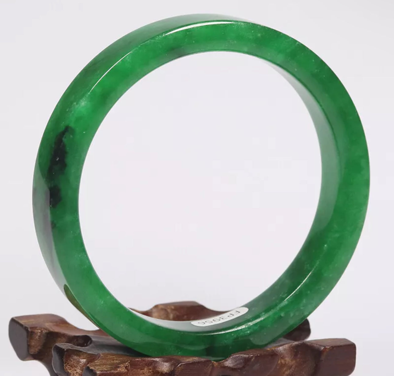VINTAGE XXL Jadeite Green Jade Bangle Size 67mm Emerald Green O965 - JazzyJewelbyAmina