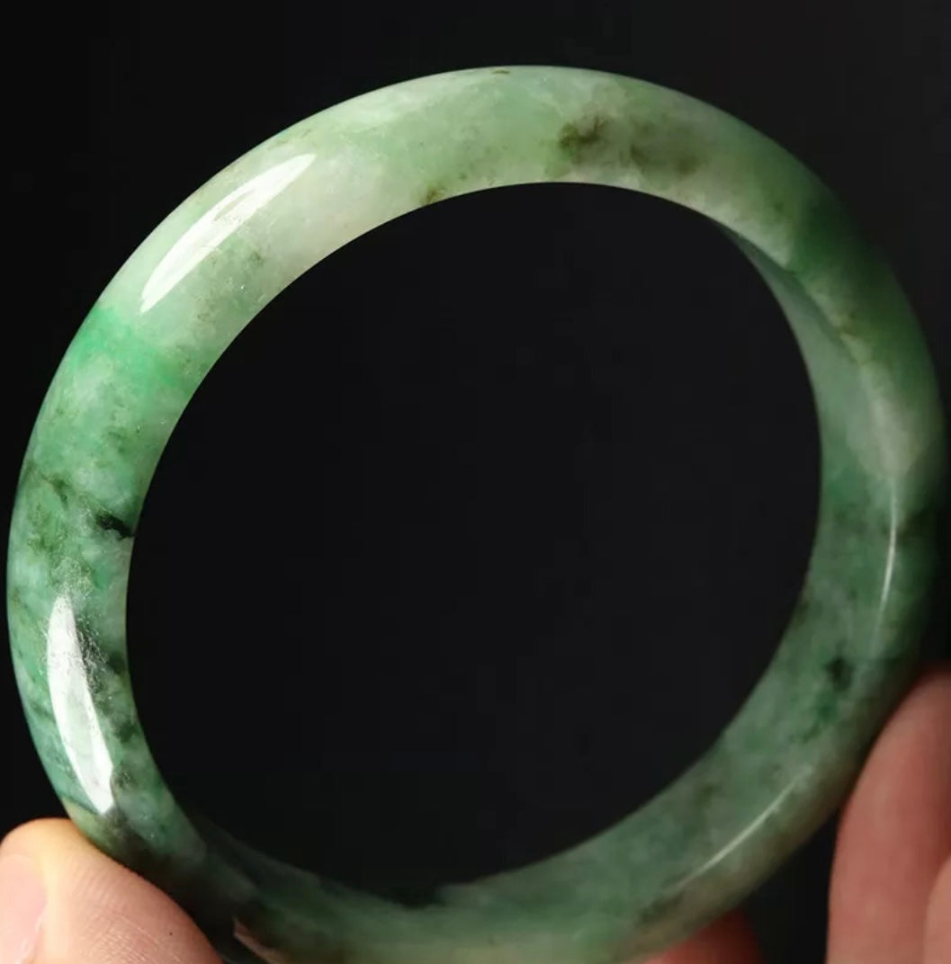 VINTAGE Large Jadeite Green Jade Bangle Certified Size 61.5mm L028 - JazzyJewelbyAmina