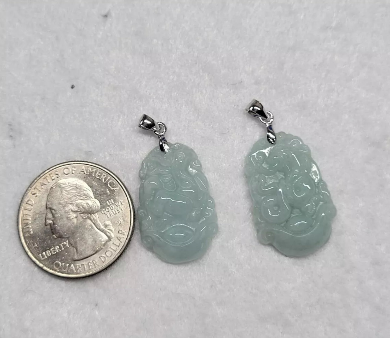 VINTAGE Jadeite Green/White Jade Snake Pendant Silver Tone Bail 2025 Chinese Lunar Zodiac D1217 - JazzyJewelbyAmina