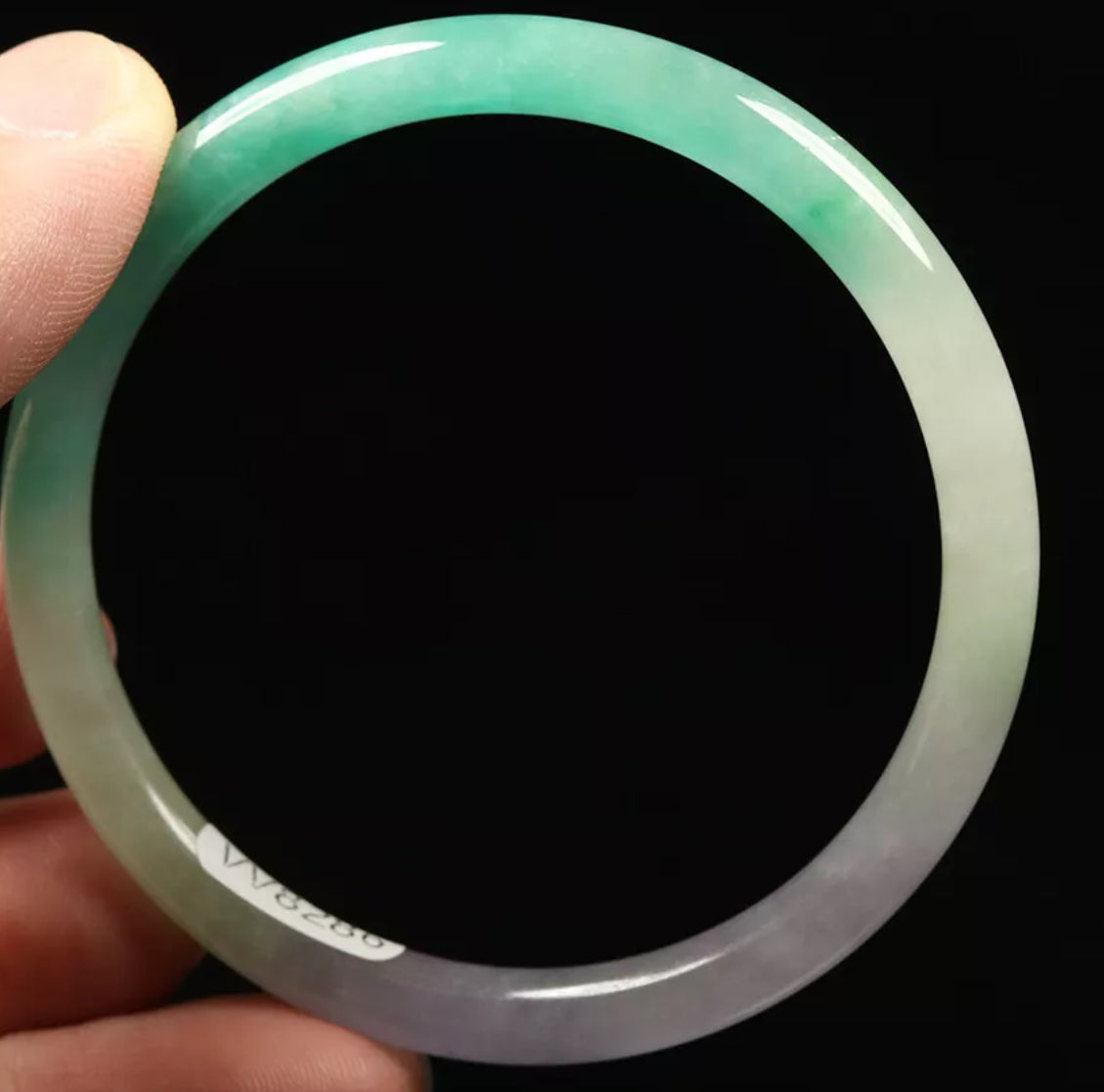 VINTAGE XS Jadeite Green/Lavender Icy Jade Bangle Size 54mm Round Princess Cut G286 - JazzyJewelbyAmina