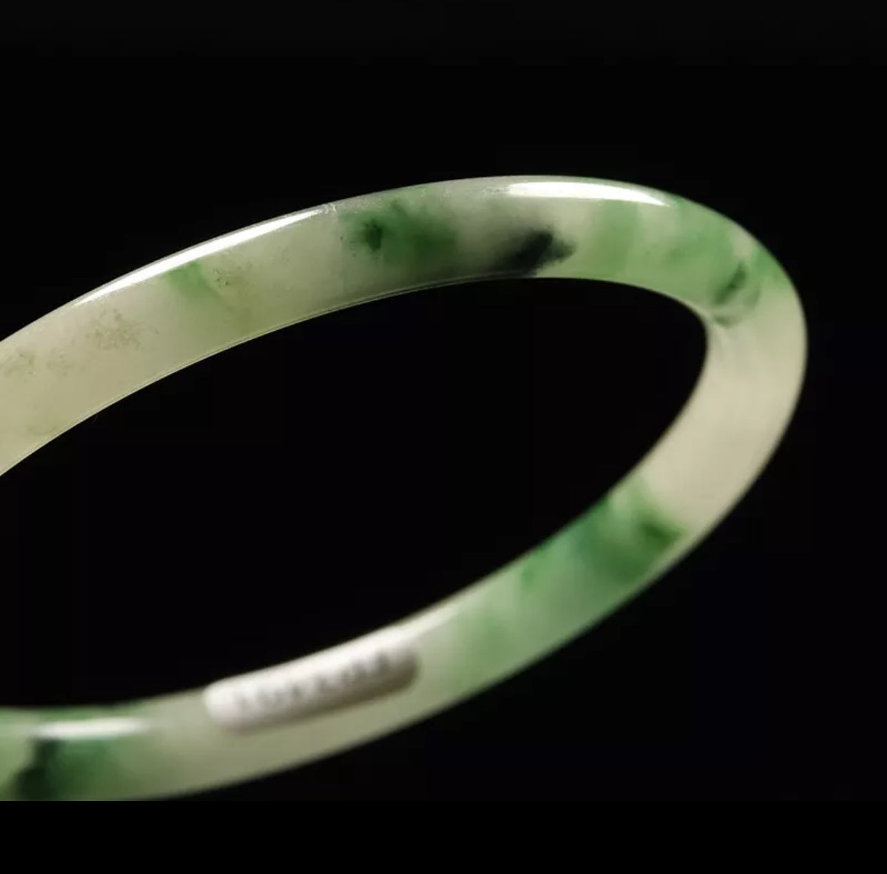 VINTAGE Medium Jadeite Green Jade Bangle Size 59mm Round Princess Cut N035 - JazzyJewelbyAmina